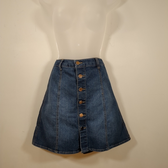 Tinseltown Blue Denim Mini Skirt - Picture 1 of 7